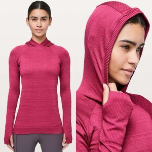 Lululemon Rest Less Hoodie 6 Textured Pullover Pink Body Skimming Running Gym